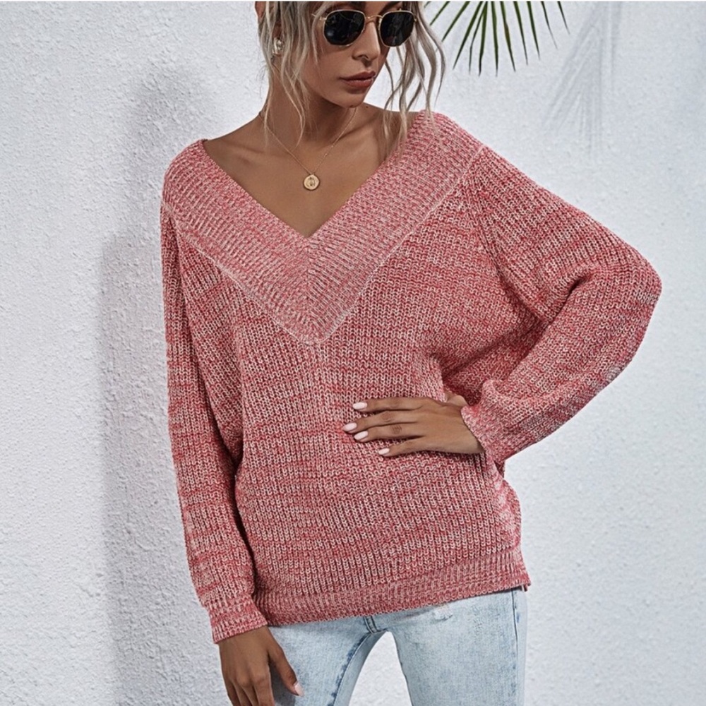 V Neck Sweater Top-khaki - Picture 11 of 16